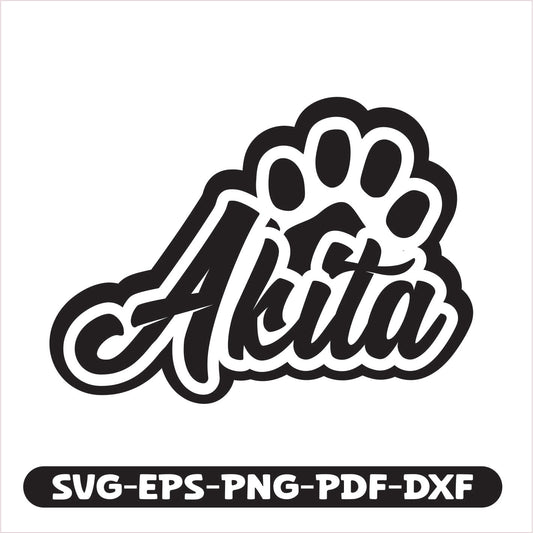 Akita Paw SVG EPS PNG PDF DXF Cutting File