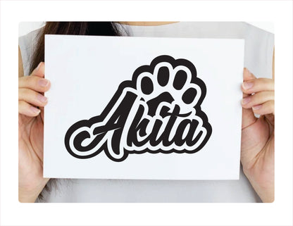 Akita Paw Black Vinyl Decal Sticker