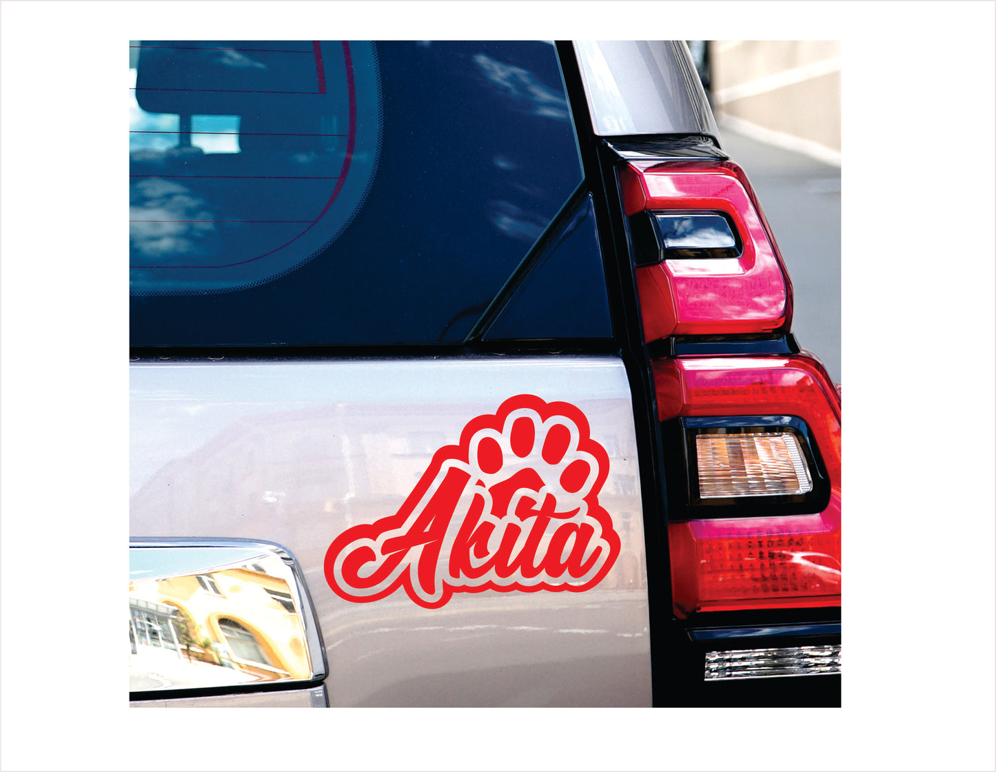 Akita Paw Red Vinyl Decal Sticker