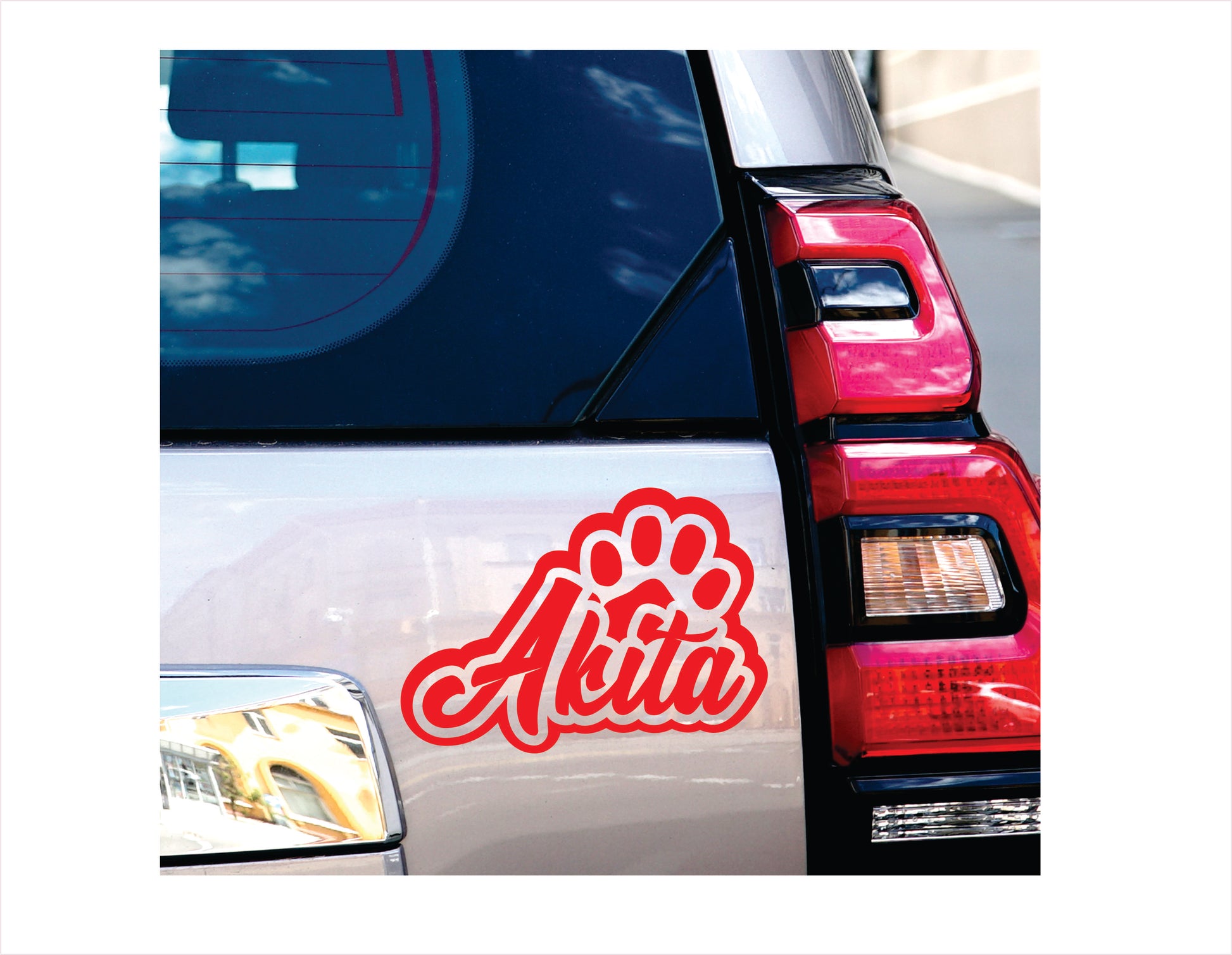Akita Paw Red Vinyl Decal Sticker