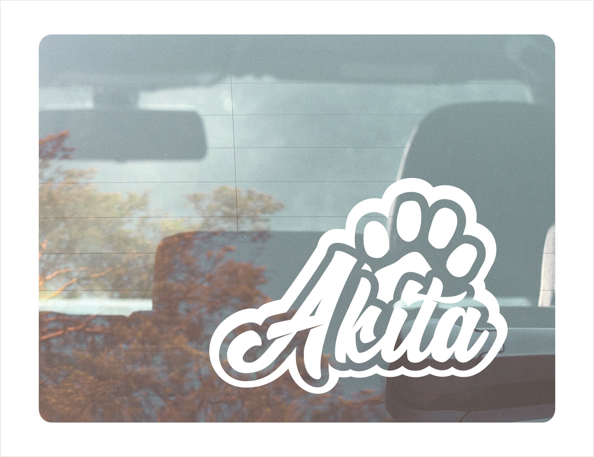 Akita Paw White Vinyl Decal Sticker