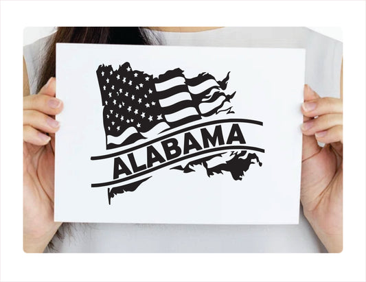 Alabama State Usa Black Decal Sticker