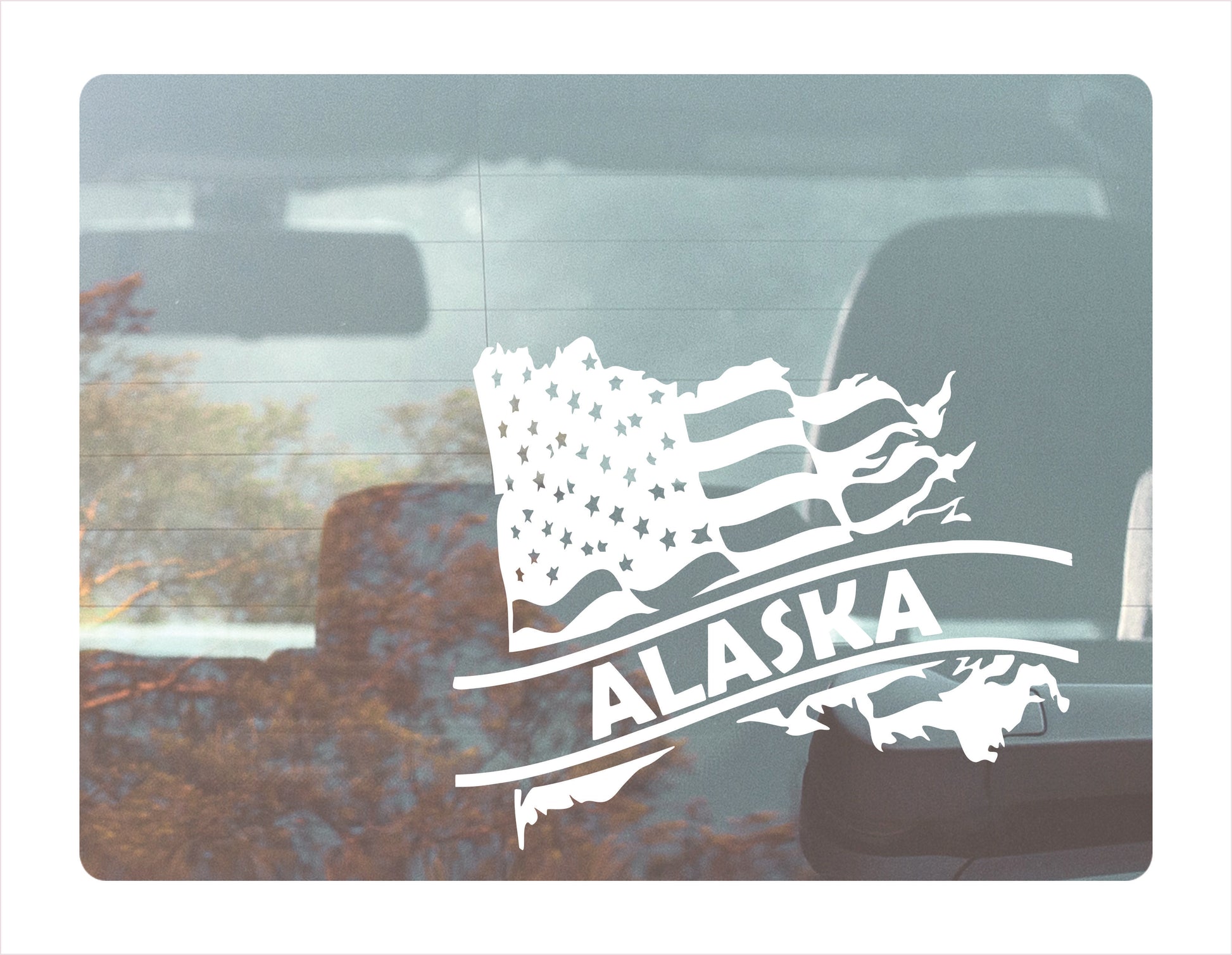 Alaska State Usa White Decal Sticker