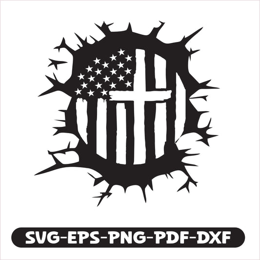 Usa Cross SVG EPS PNG PDF DXF Cutting 