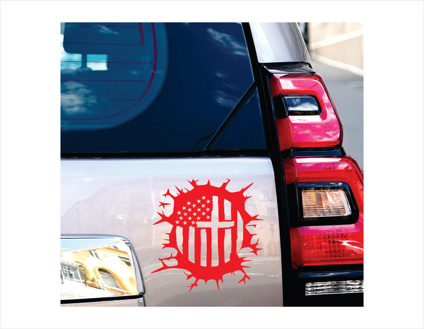 Usa American Cross Red Vinyl Decal Sticker