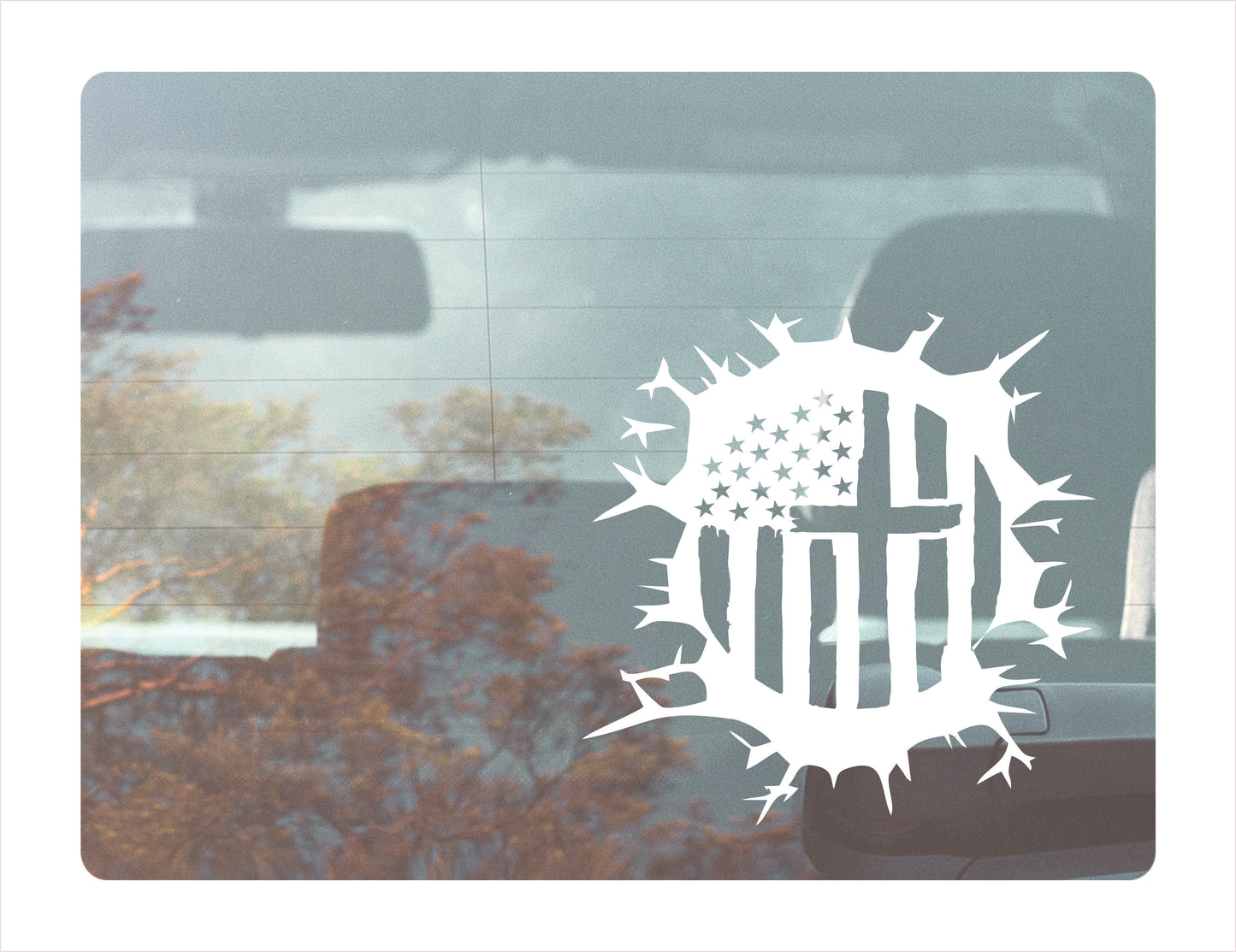 Usa American Cross White Vinyl Decal Sticker