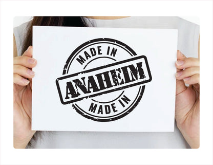 Made in Anaheim California USA black decal sticker