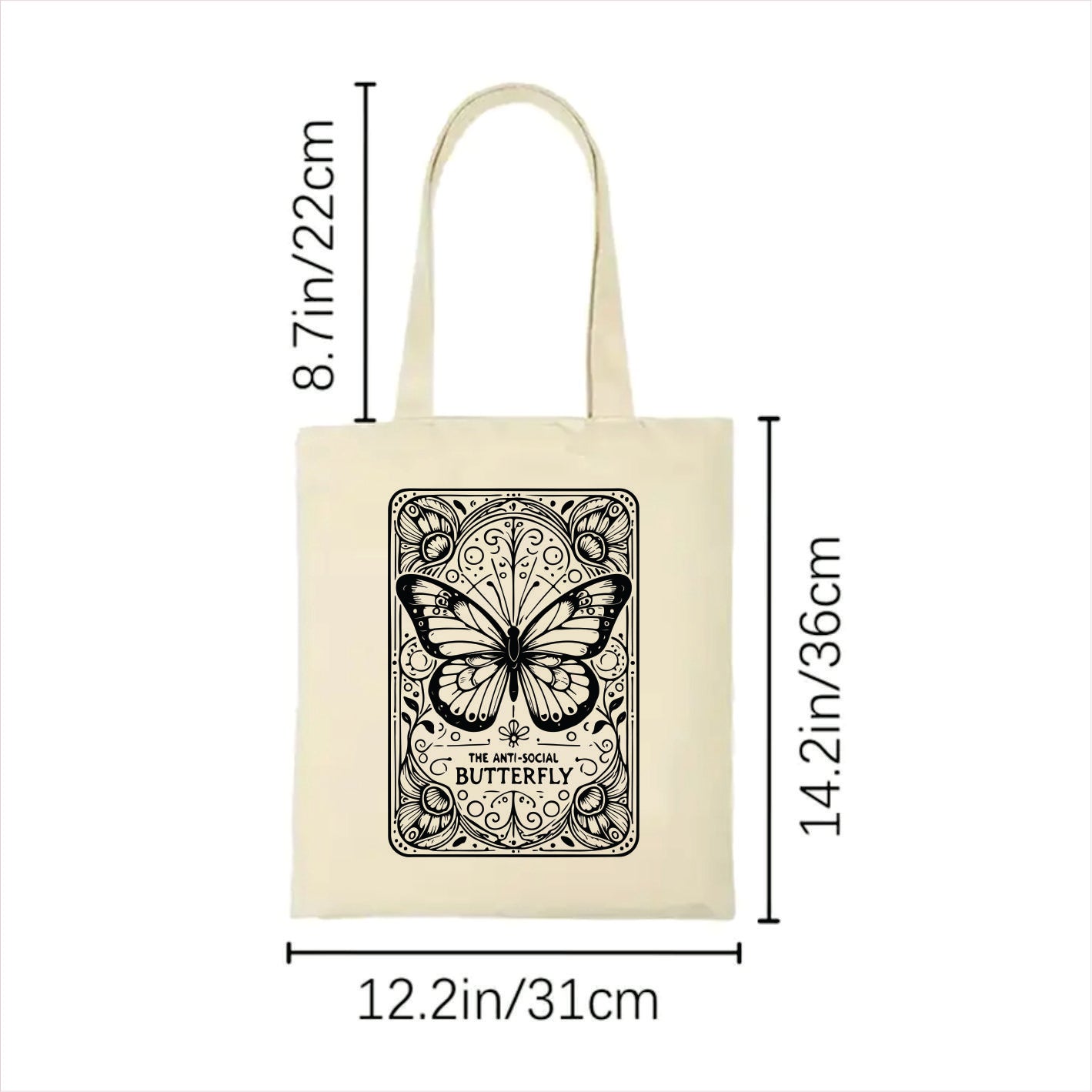 Antisocial butterfly tarot gothic tote bag 2