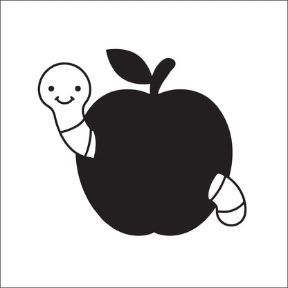 Apple and worm vinyl decal sticker, cute worm apple decal