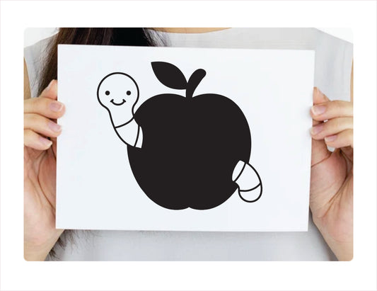 Apple and worm vinyl decal sticker, cute worm apple decal FREE shipping