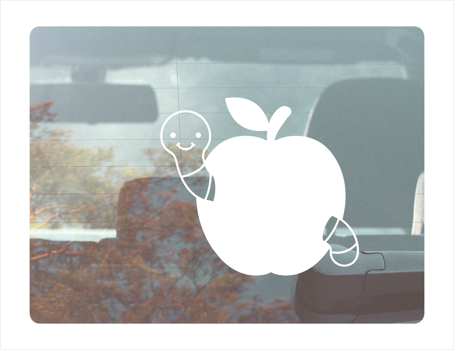 Apple and worm vinyl decal sticker, cute worm apple decal FREE shipping