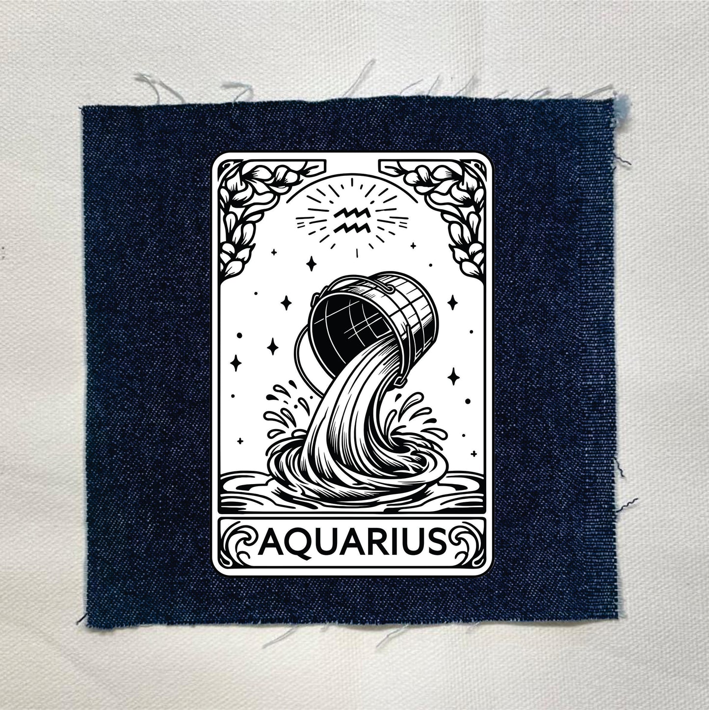 Aquarius Zodiac Patch - Astrology Sew-On Patch, 4x4 in