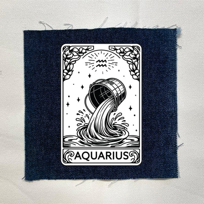 Aquarius Zodiac Patch - Astrology Sew-On Patch, 4x4 in