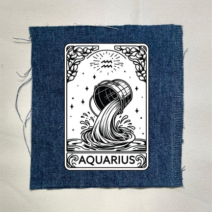 Aquarius Zodiac Patch - Astrology Sew-On Patch, 4x4 in