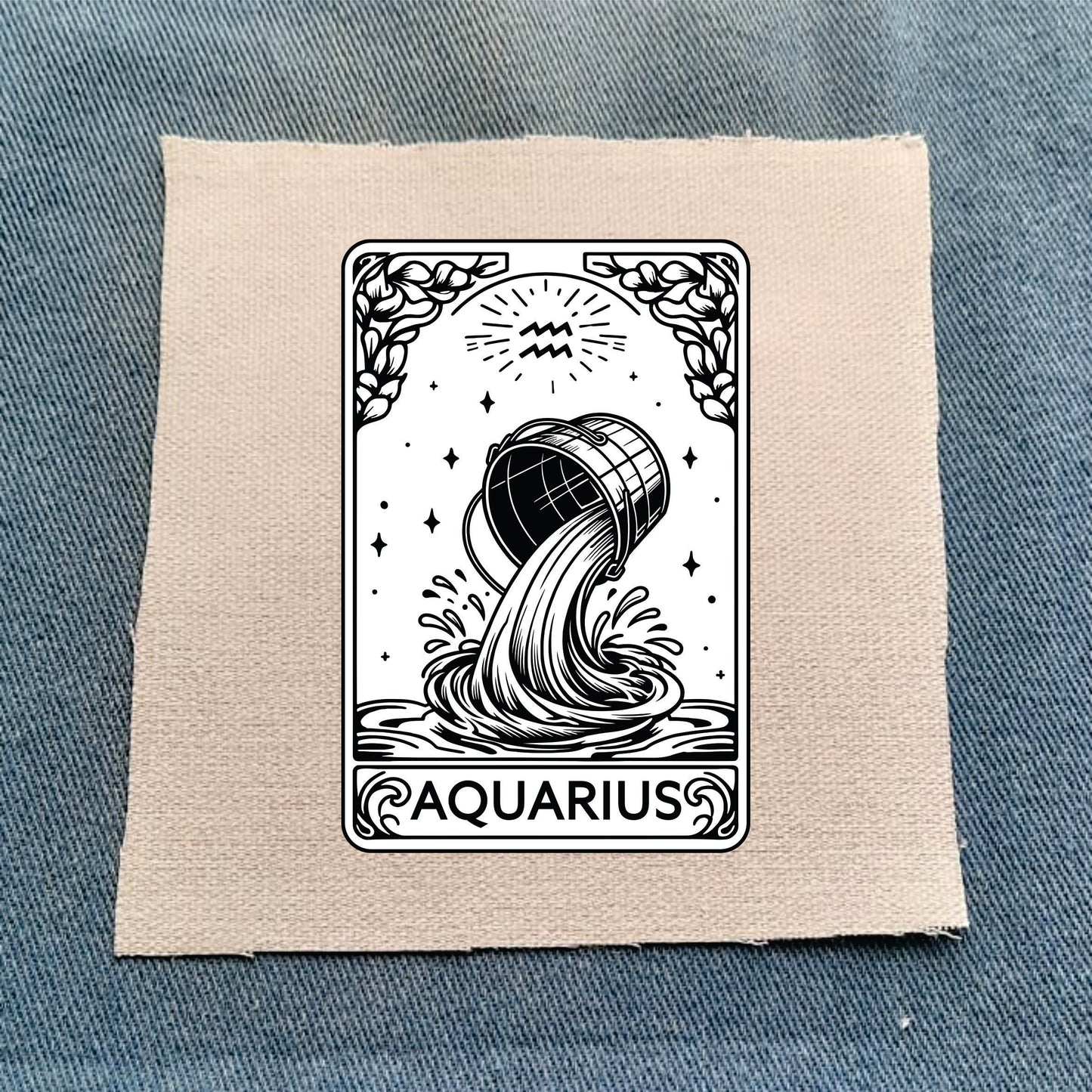 Aquarius Zodiac Patch - Astrology Sew-On Patch, 4x4 in
