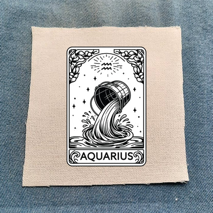 Aquarius Zodiac Patch - Astrology Sew-On Patch, 4x4 in