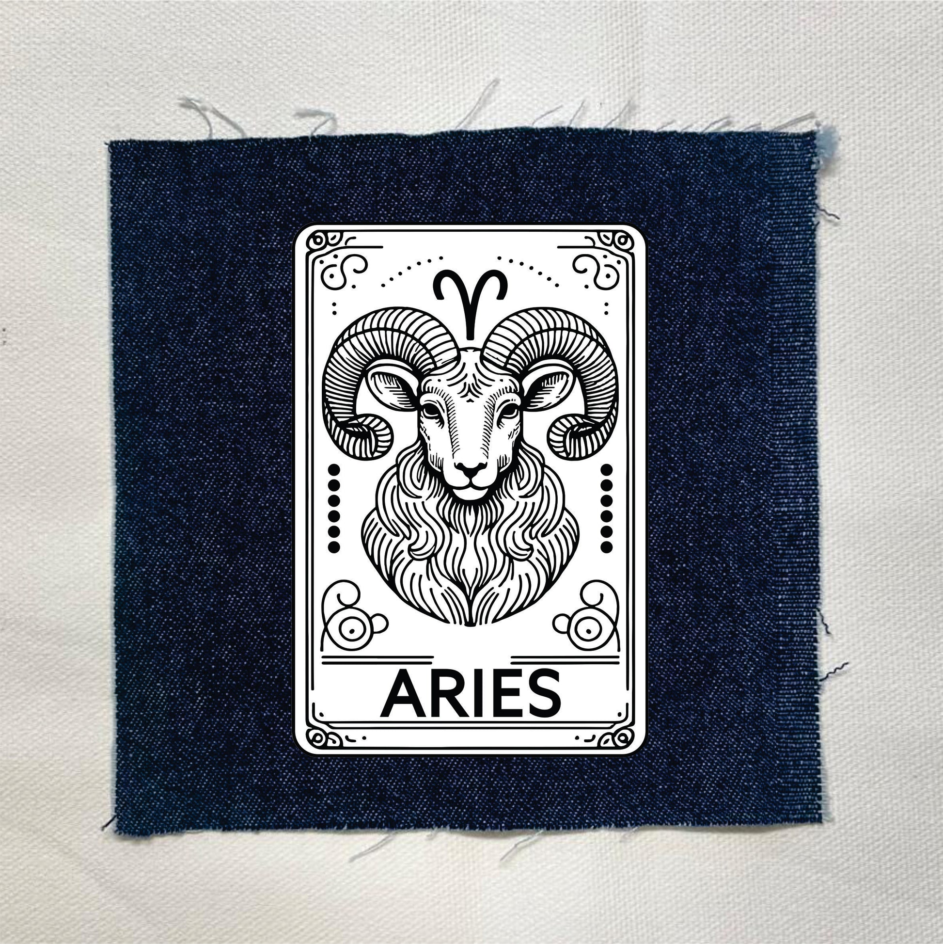 Aries Zodiac Dark Denin Patch