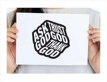 Ask god trust god thank god black decal sticker 