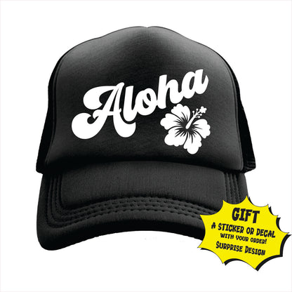 Aloha Hawaiian Flower Trucker Hat Cap