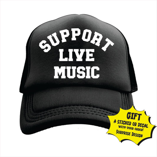 Support Live Music Trucker Hat Cap