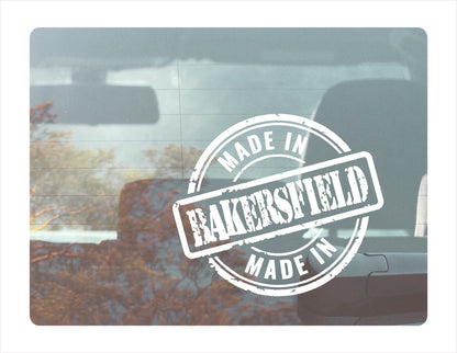 Made in Bakersfield California USA white decal sticker