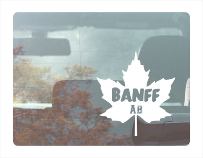 Banff Alberta maple leaf Canada White Decal Sticker
