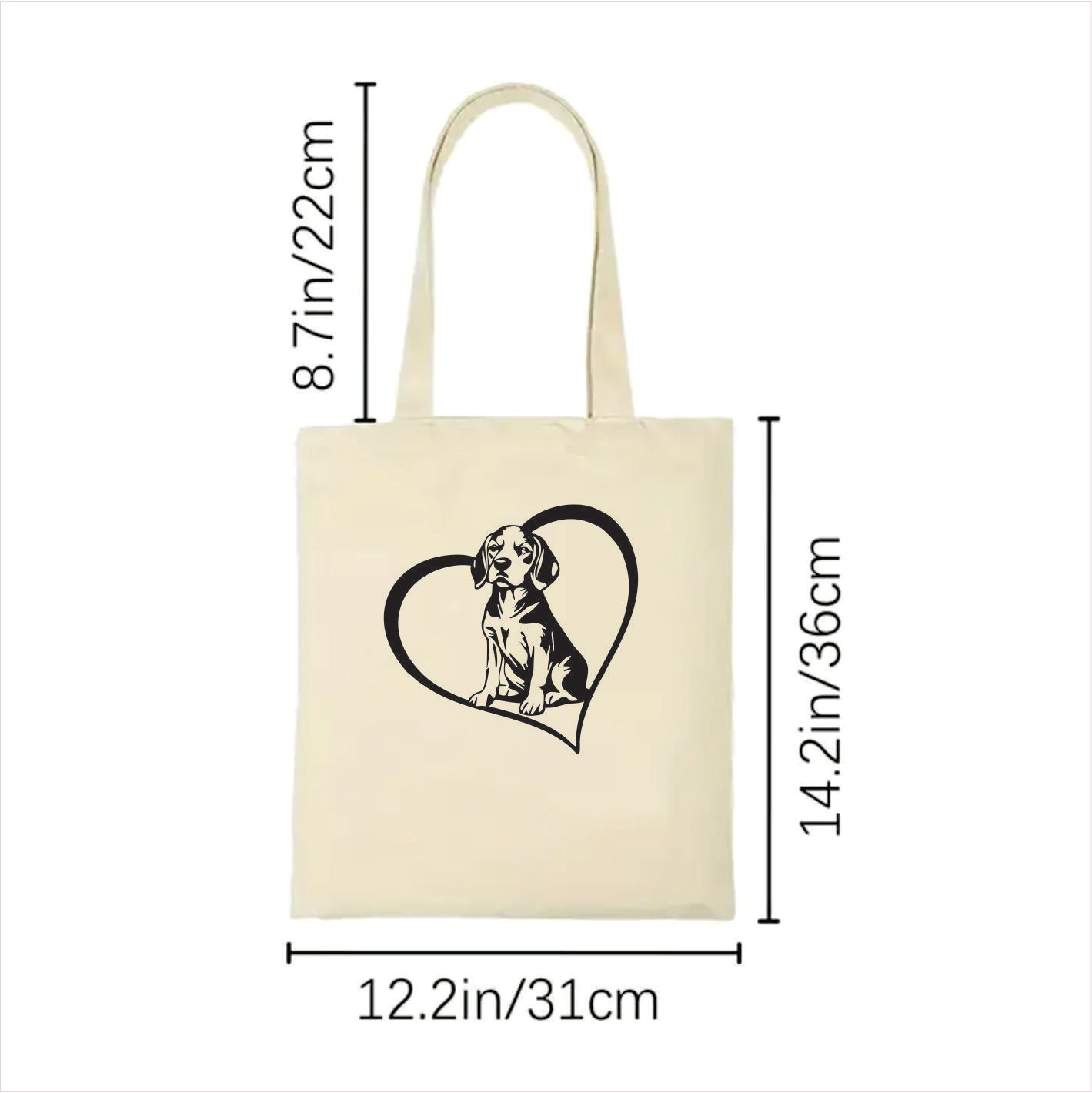 Beagle heart tote bag 2