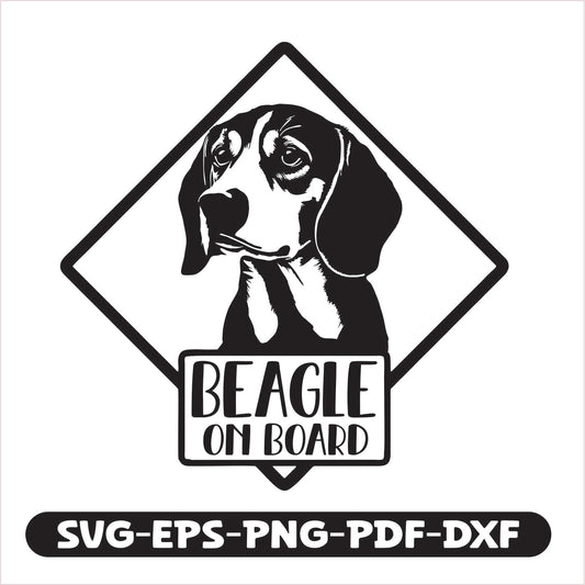 Beagle on board SVG EPS PNG PDF DXF Cutting File