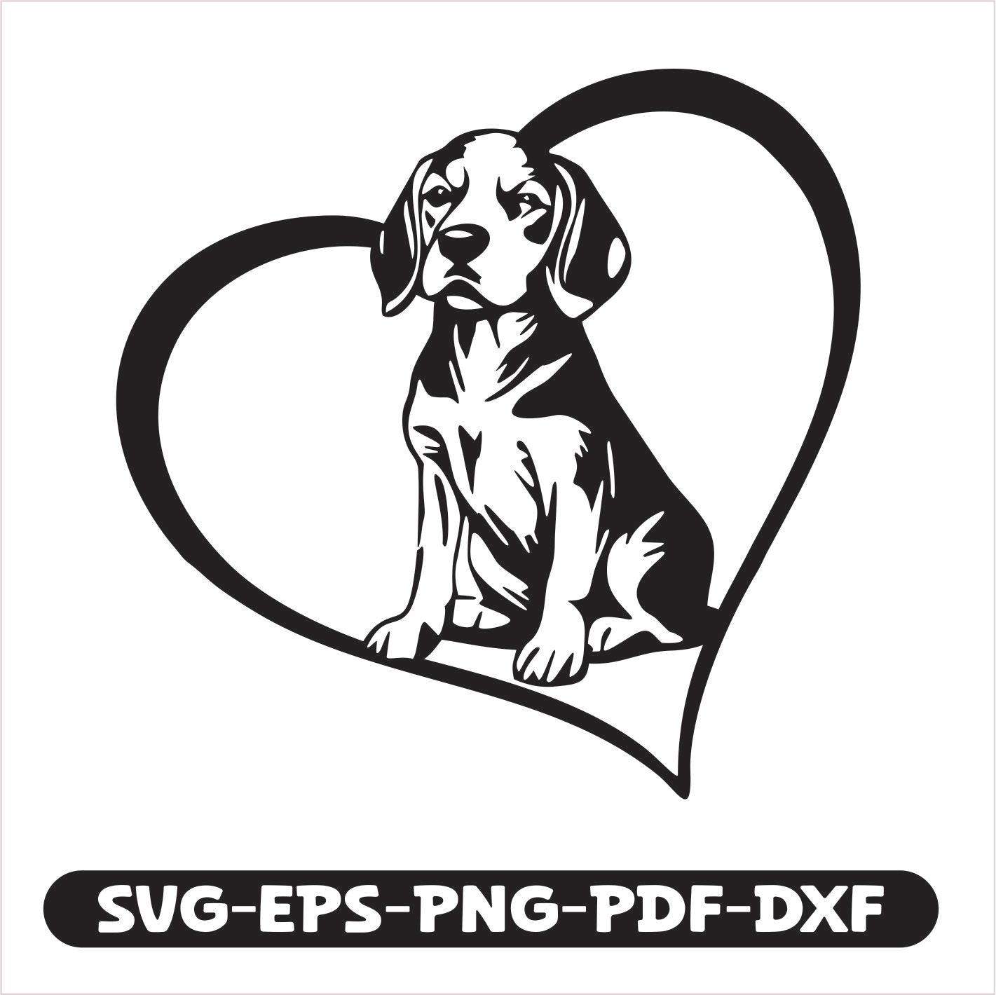 Beagle Heart SVG EPS PNG PDF DXF Cutting