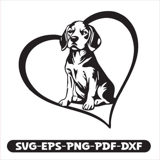Beagle Heart SVG EPS PNG PDF DXF Cutting
