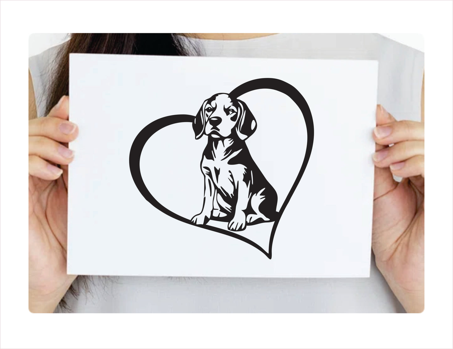 Beagle Heart Black Decal Sticker