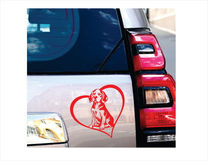 Beagle Heart Red Decal Sticker
