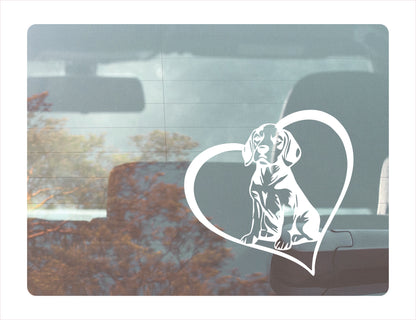 Beagle Heart White Decal Sticker