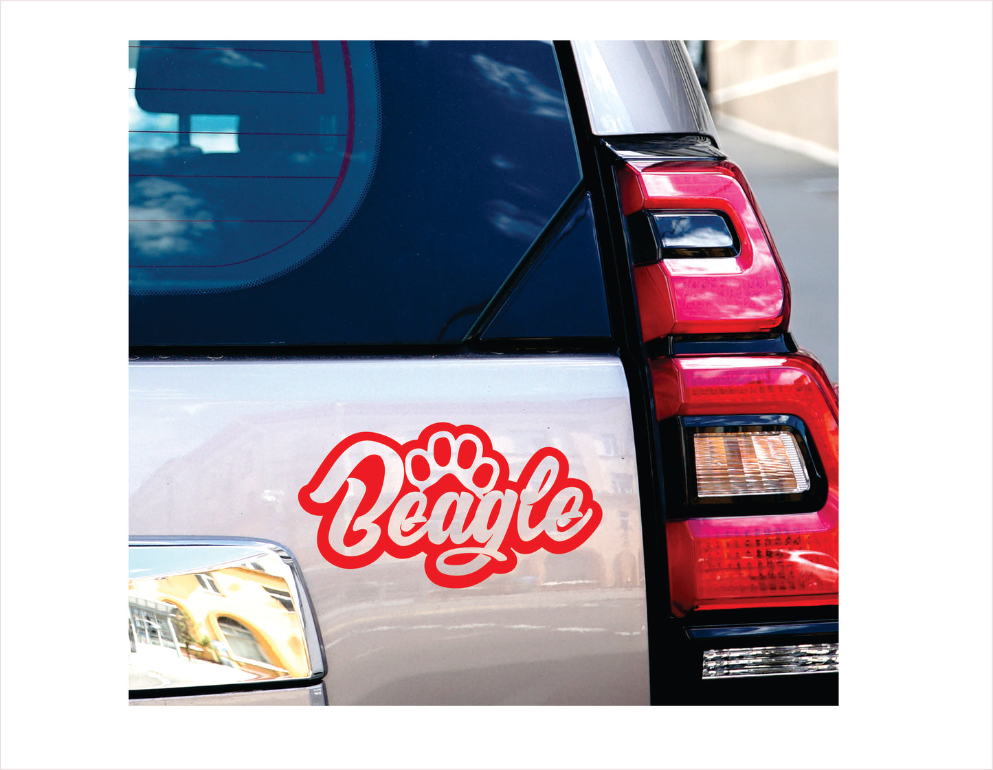 Beagle Paw Red Vinyl Decal Sticker