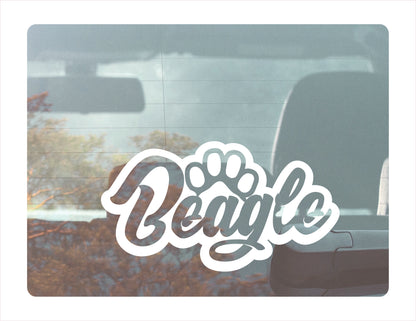 Beagle Paw White Vinyl Decal Sticker