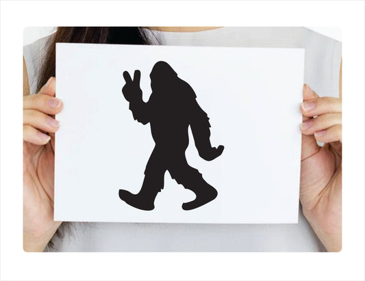 Bigfoot Peace Decal Sticker, Choose 5, 7, 9, or 11 Inch Size, Fun Sasquatch Gift, FREE shipping
