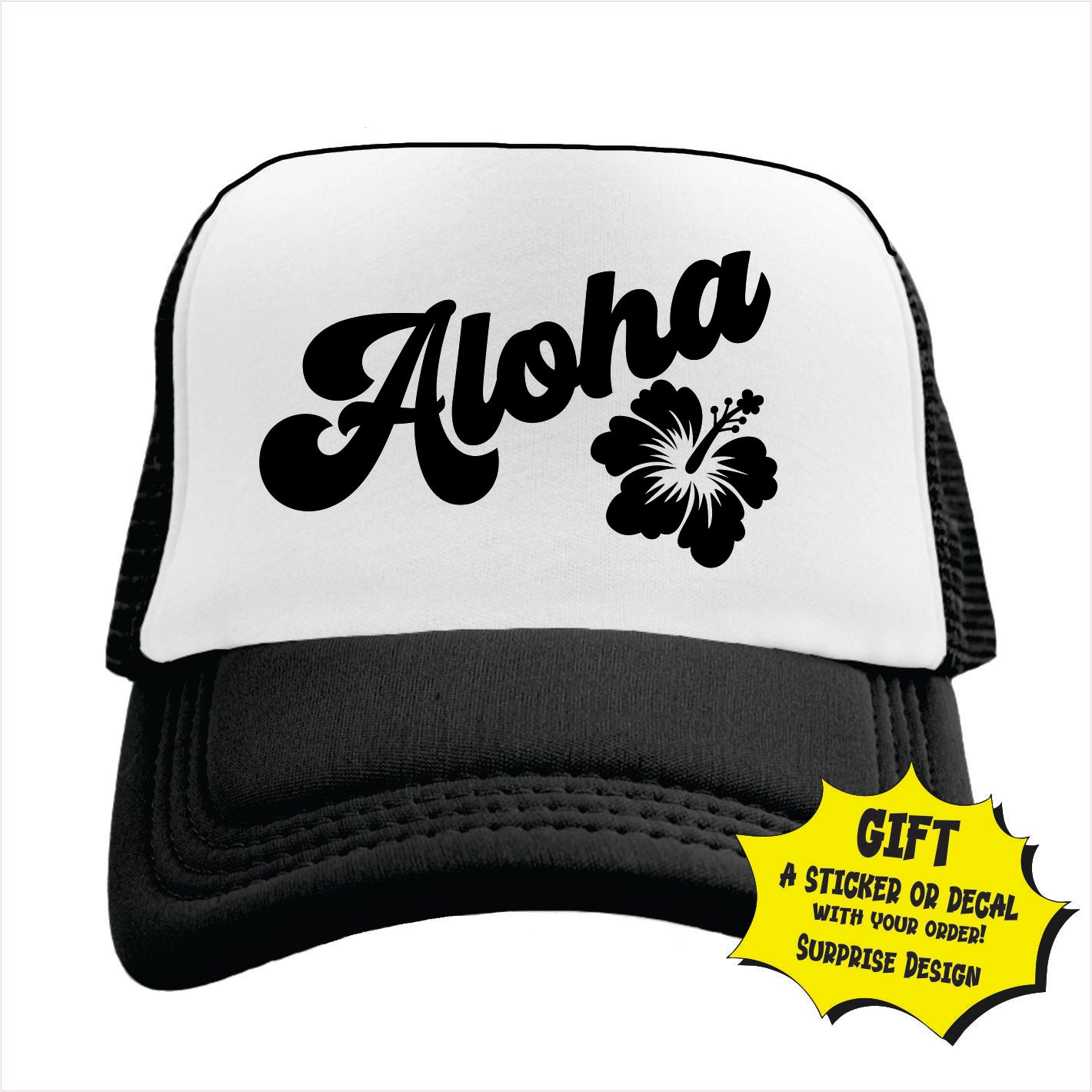 Aloha Hawaiian Flower Trucker Hat Cap