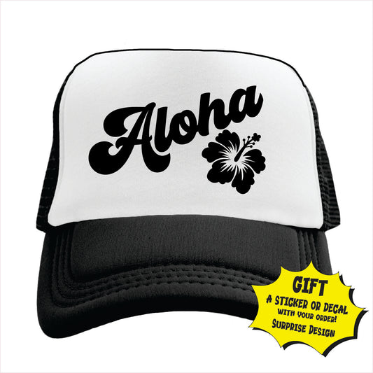 Aloha Hawaiian Flower Trucker Hat Cap