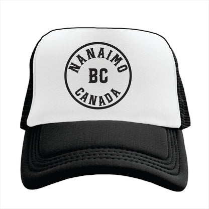 Nanaimo BC Canada Black and White Hat Trucker 