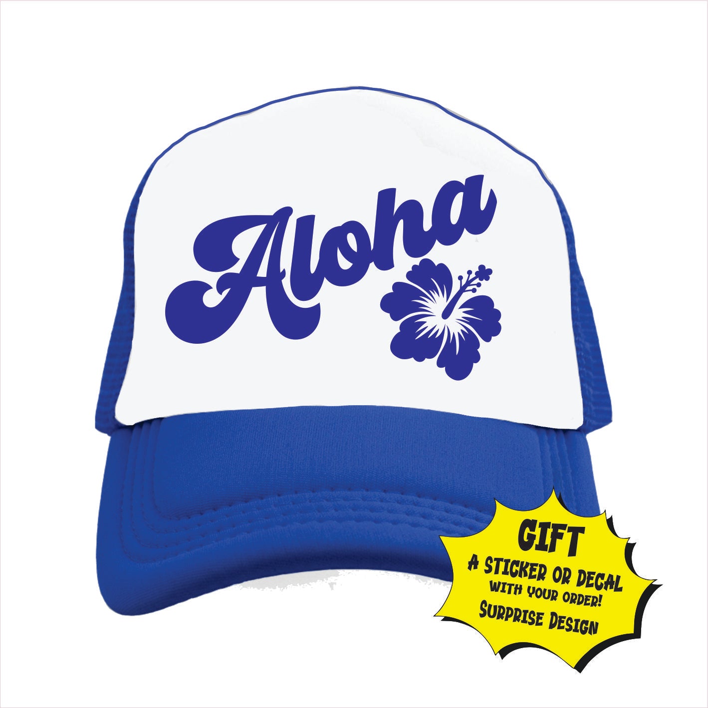 Aloha Hawaiian Flower Trucker Hat Cap
