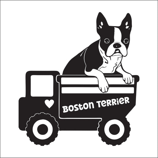 BOSTON TERRIER DOG truck Vinyl Decal Sticker  FREE shipping