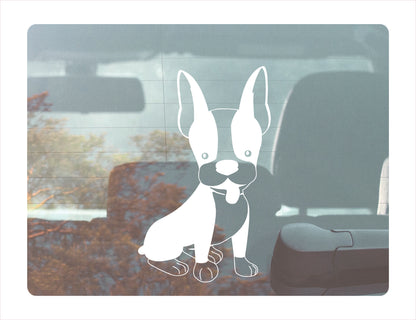 BOSTON TERRIER DOG full body White Vinyl Decal Sticker