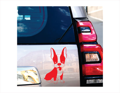 BOSTON TERRIER DOG full body Red Vinyl Decal Sticker