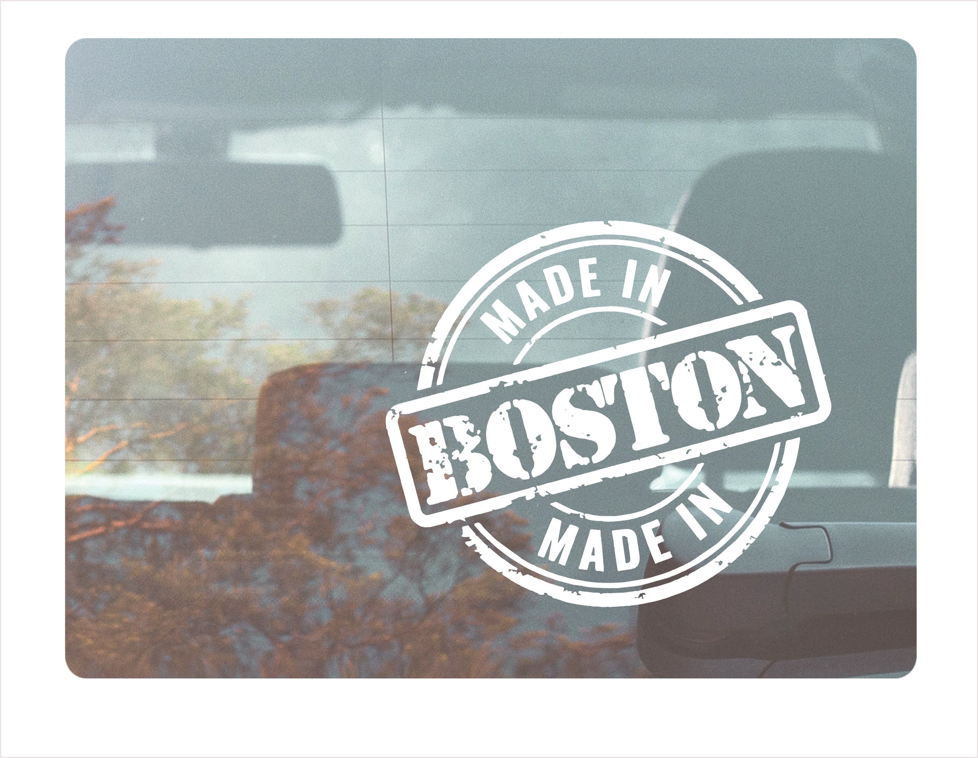Made in Boston Massachusetts USA white decal sticker 