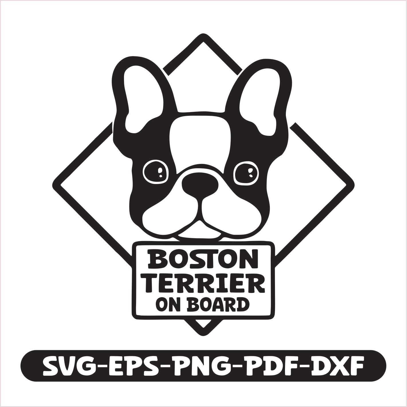 Boston Terrier on board SVG EPS PNG PDF DXF Cutting File