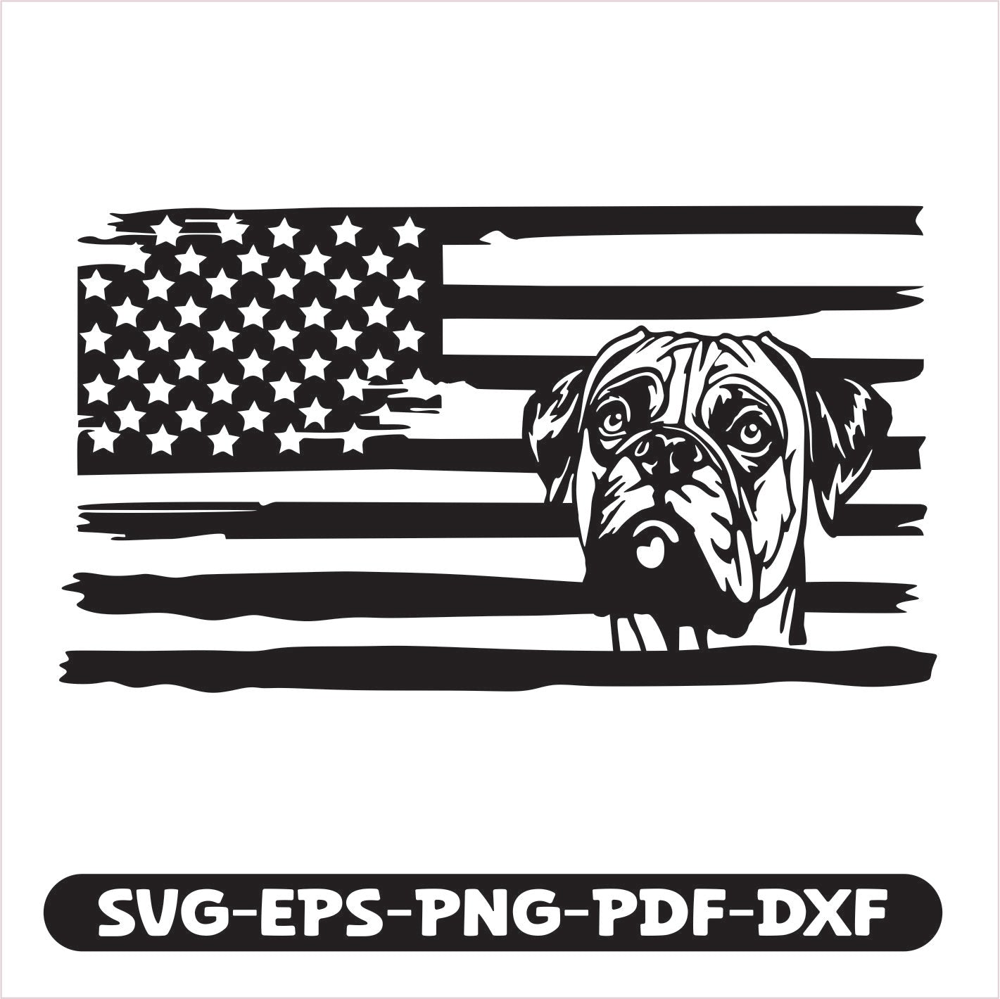 Boxer Dog USA SVG EPS PNG PDF DXF Cutting