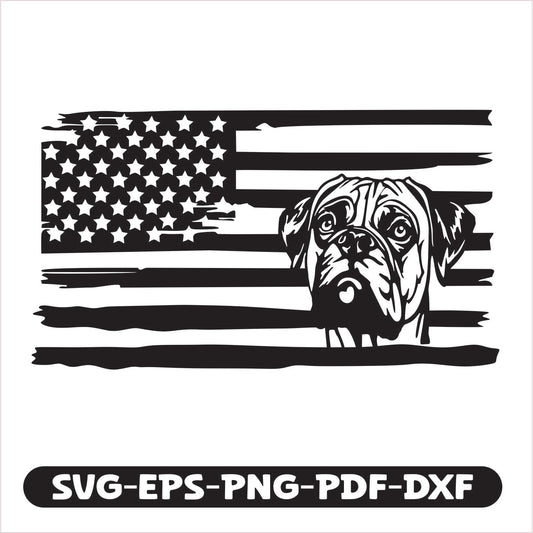 Boxer Dog USA SVG EPS PNG PDF DXF Cutting