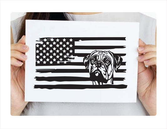 Boxer Dog USA Black Decal Sticker