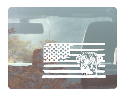 Boxer Dog USA White Decal Sticker