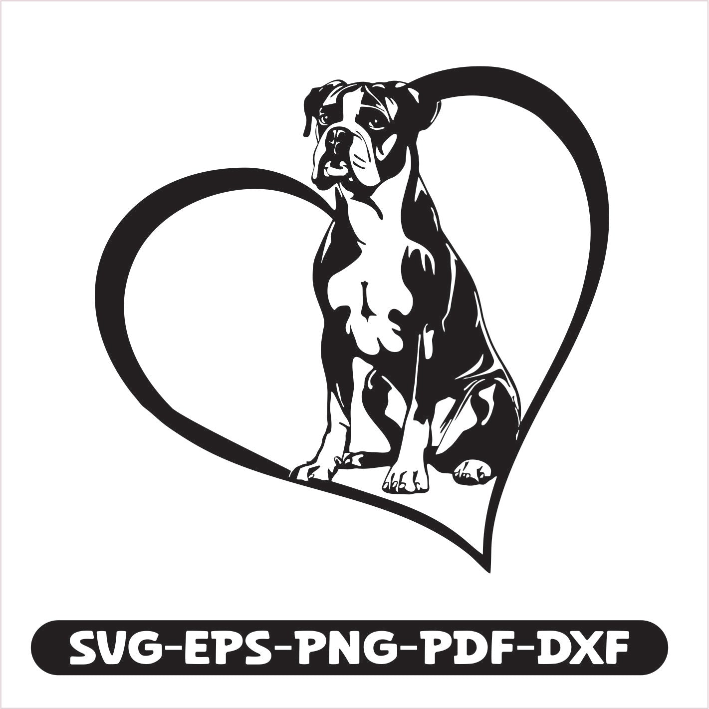 Boxer Heart SVG EPS PNG PDF DXF Cutting